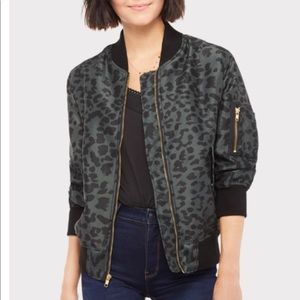 CHRLDR satin green leopard animal print utility bomber jacket small NWT b3